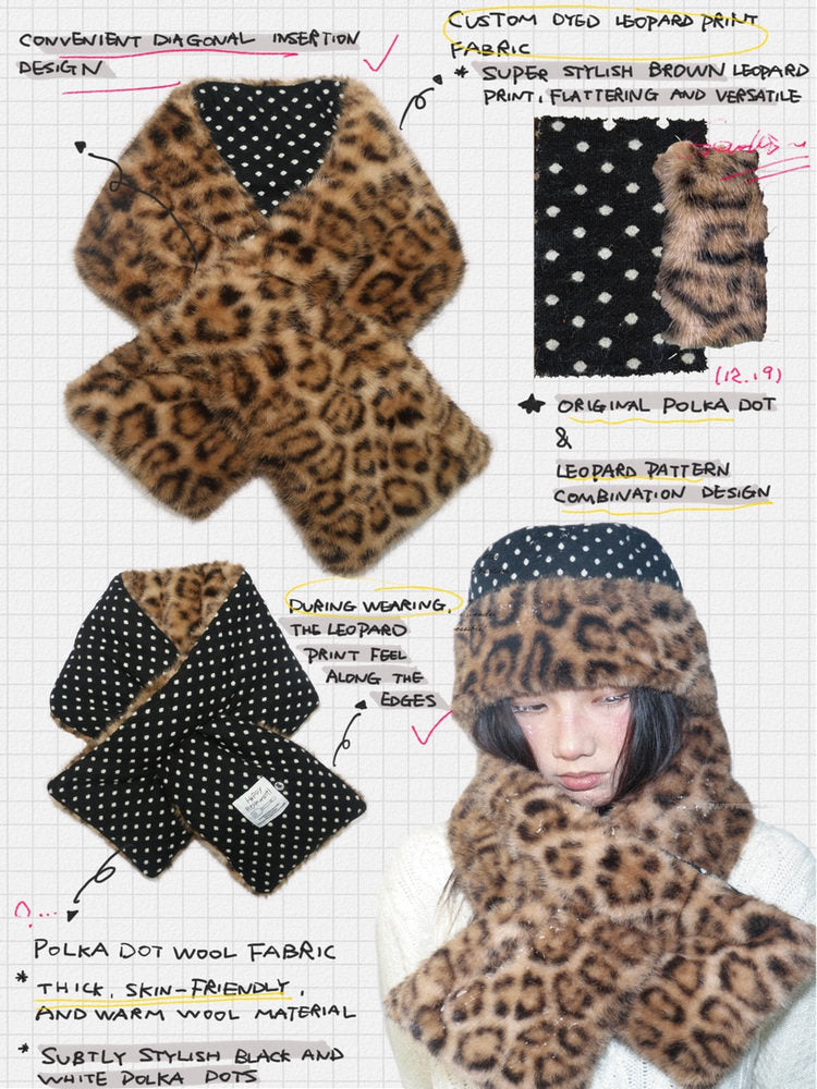 A Little Leopard | Reversible Leopard & Polka Dot Faux Fur Scarf