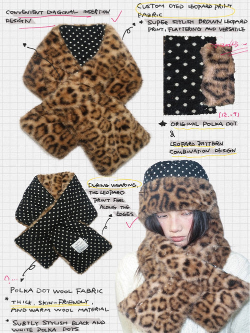 A Little Leopard | Reversible Leopard & Polka Dot Faux Fur Scarf