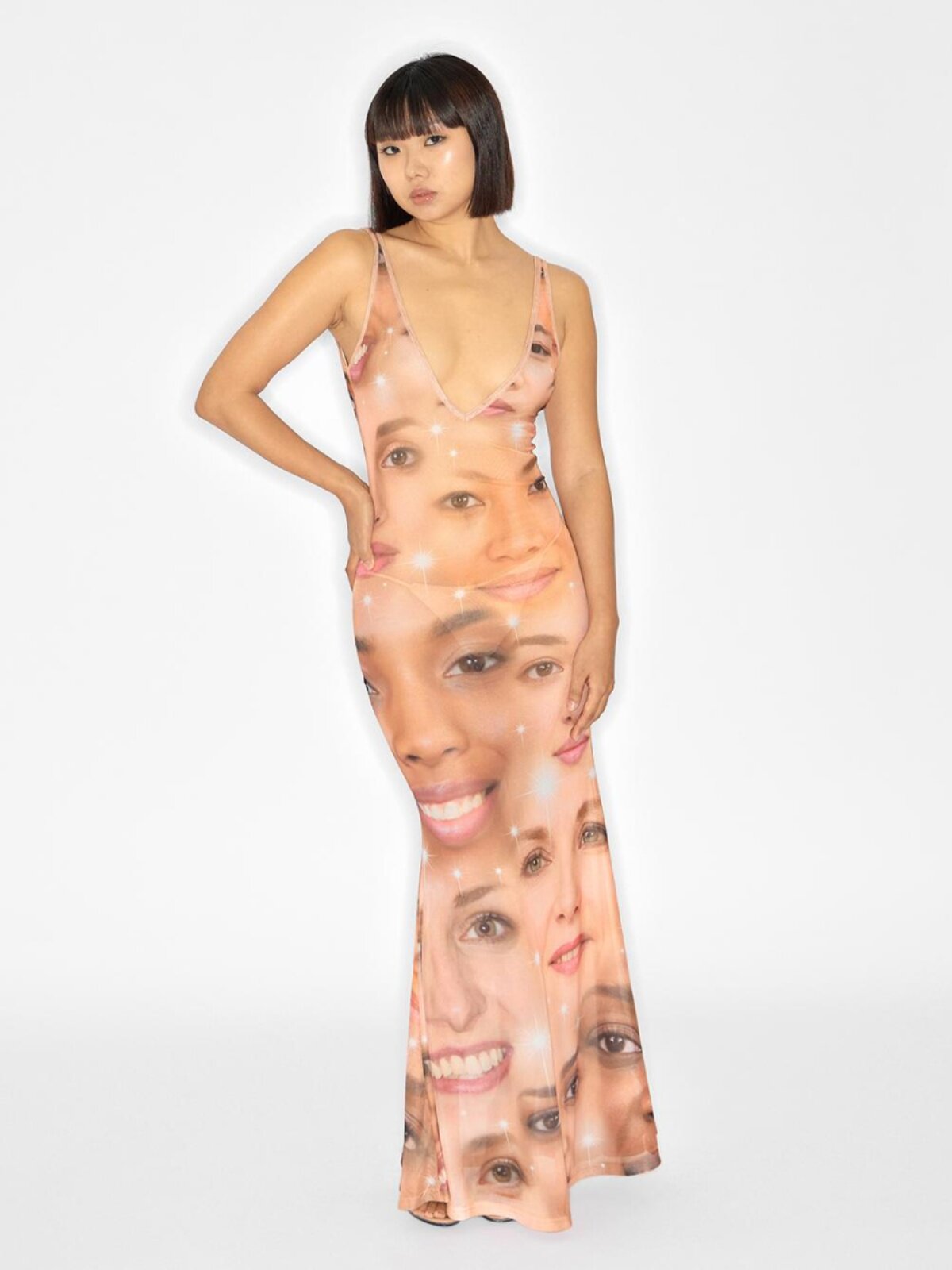 The "Human Gaze" Surrealist Mesh Maxi