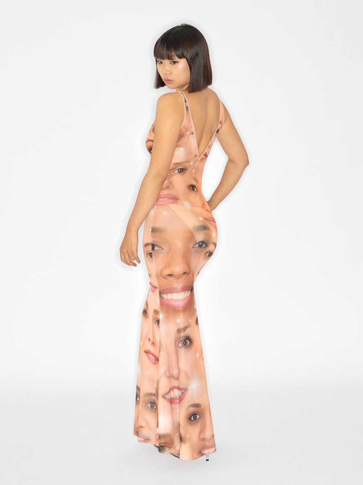 The "Human Gaze" Surrealist Mesh Maxi