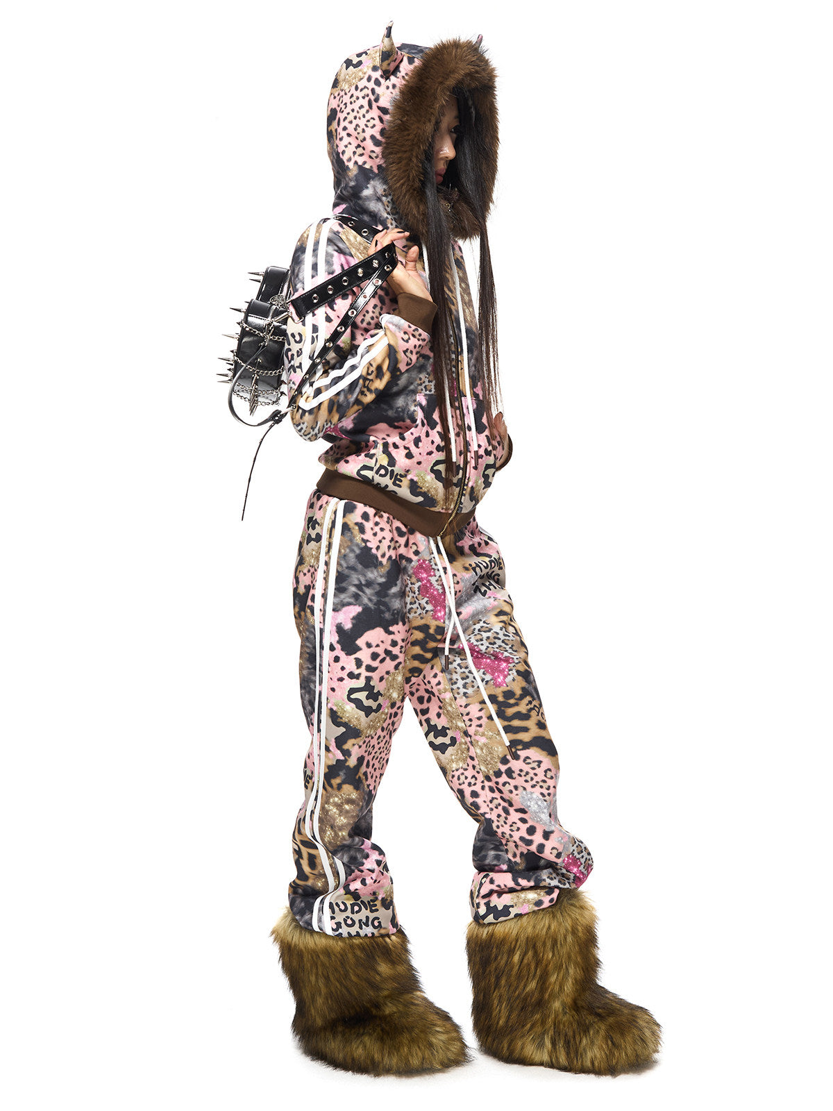 Leopard "Devil Horn" Plush Tracksuit