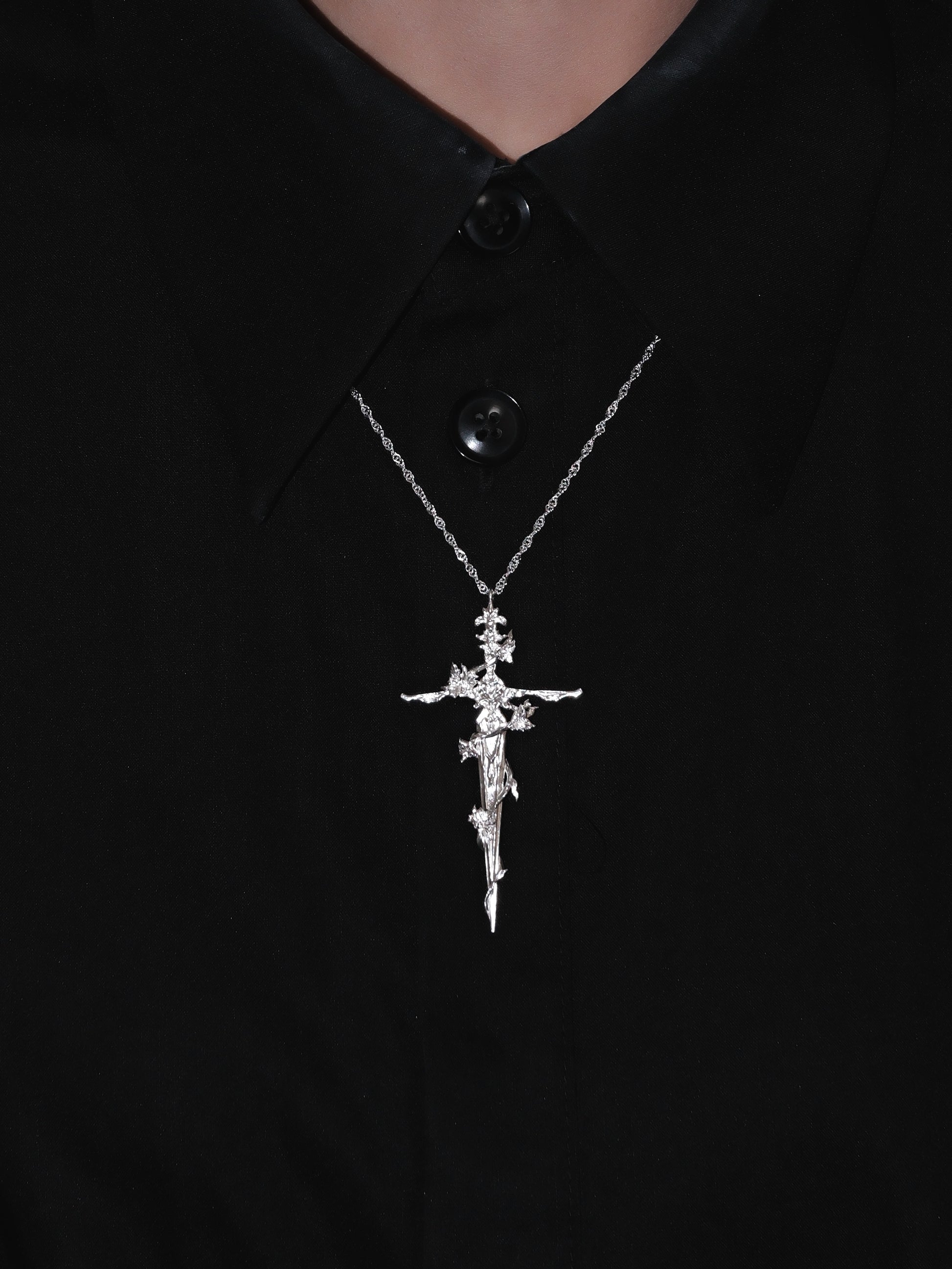 Roseblade Sacred Sword Necklace | Gothic Romance Talisman Pendant