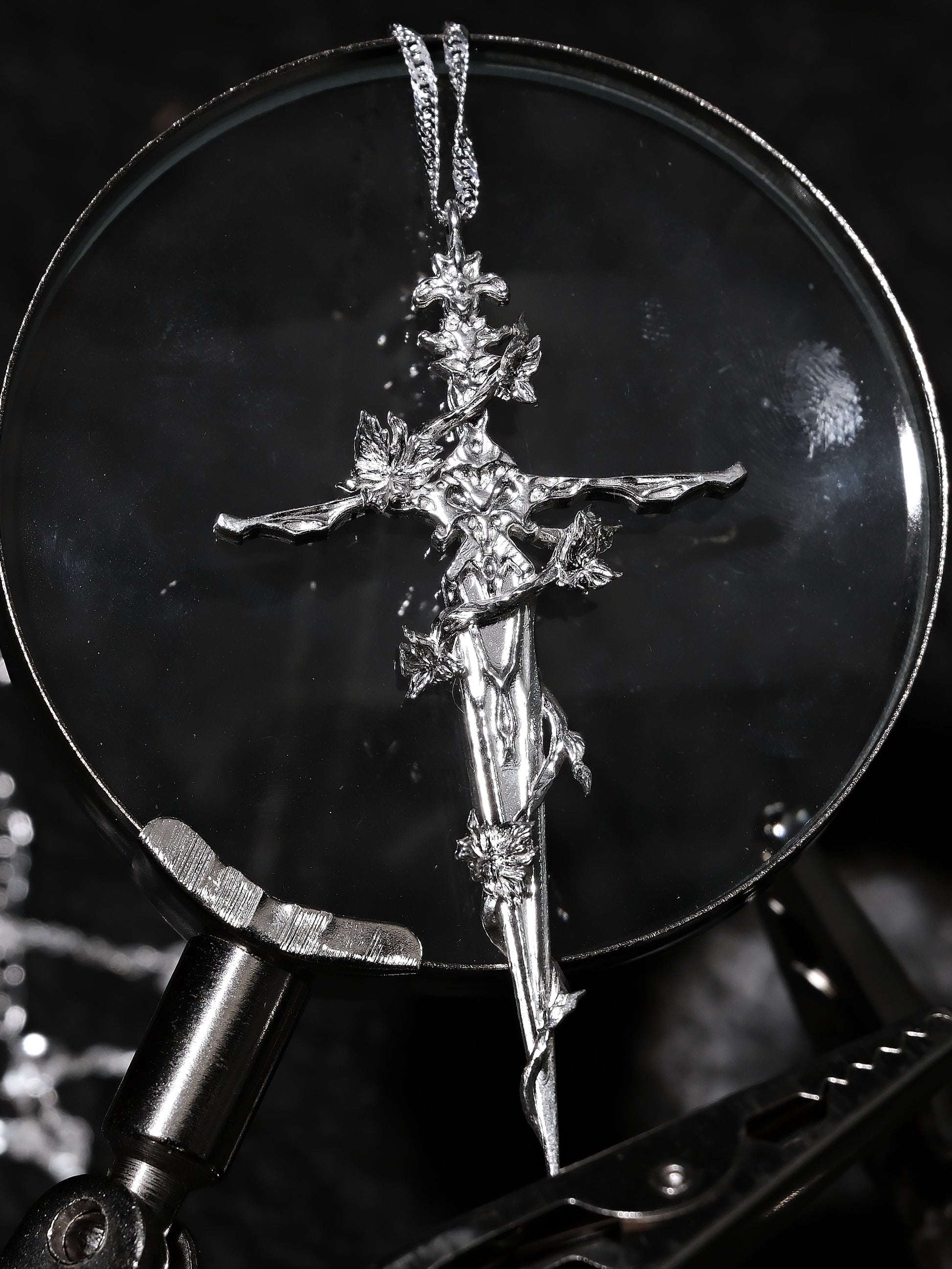 Roseblade Sacred Sword Necklace | Gothic Romance Talisman Pendant