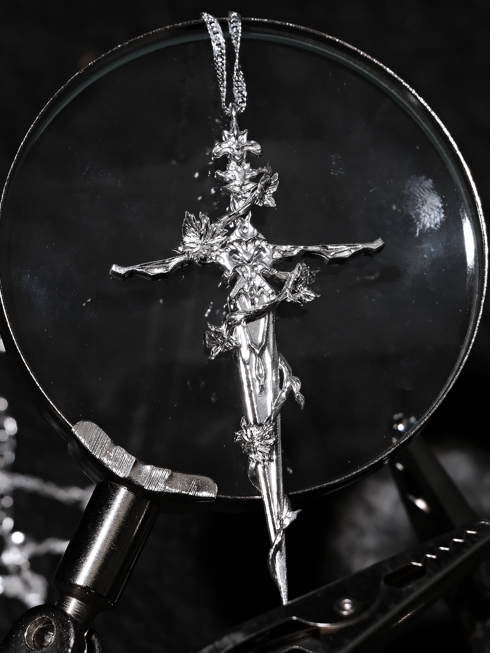 Roseblade Sacred Sword Necklace | Gothic Romance Talisman Pendant