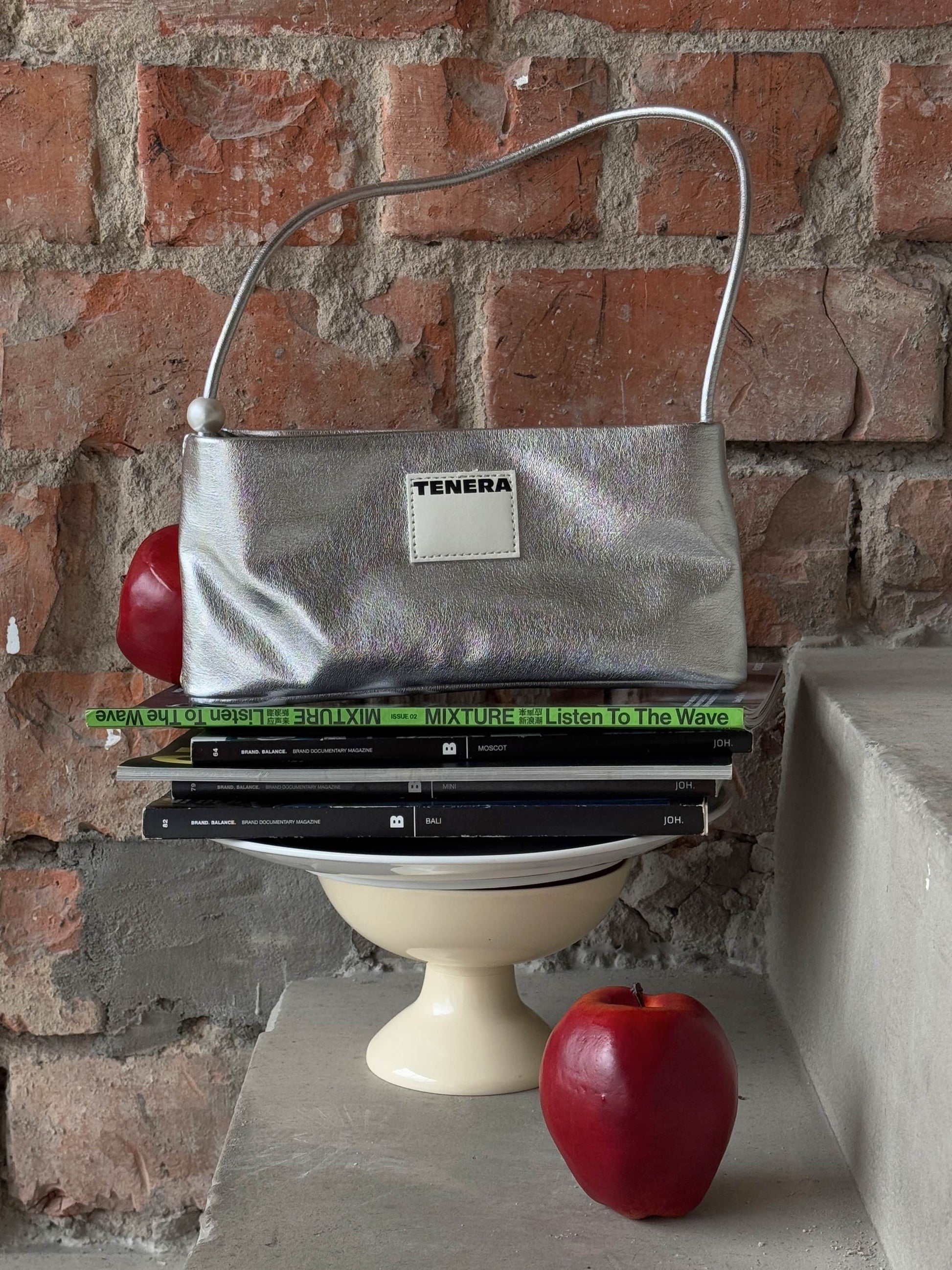 TENERA Sustainable Pearl-Detail Shoulder Bag — Minimalist Underarm Bag