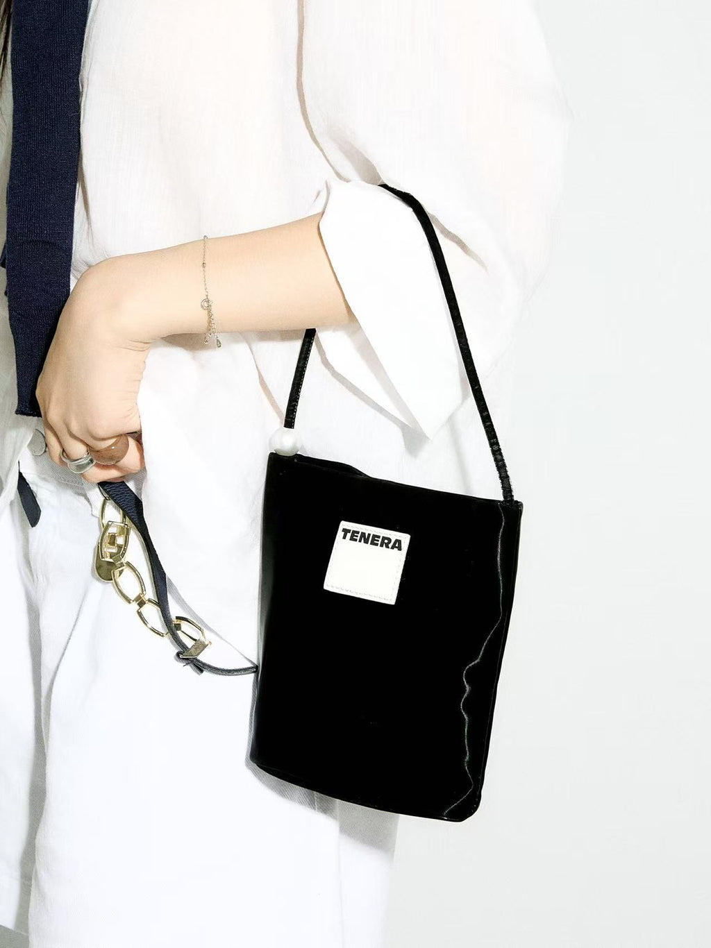 TENERA Eco-Velvet Pearl Mini Tote – Square Evening Bag with Pearl Handle