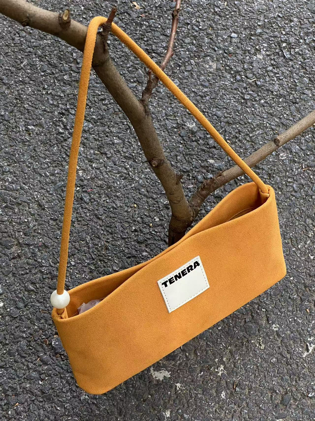 TENERA Sustainable Pearl-Detail Shoulder Bag — Minimalist Underarm Bag