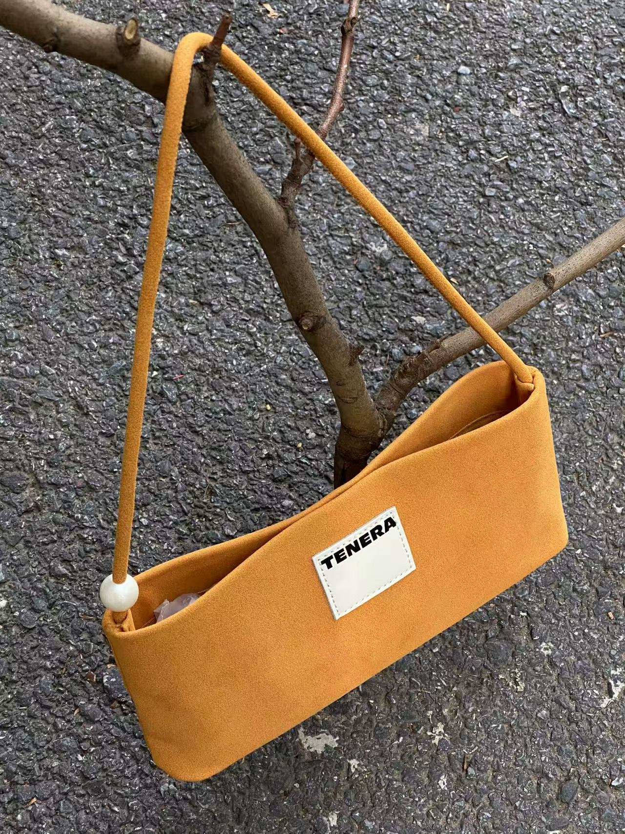 TENERA Sustainable Pearl-Detail Shoulder Bag — Minimalist Underarm Bag