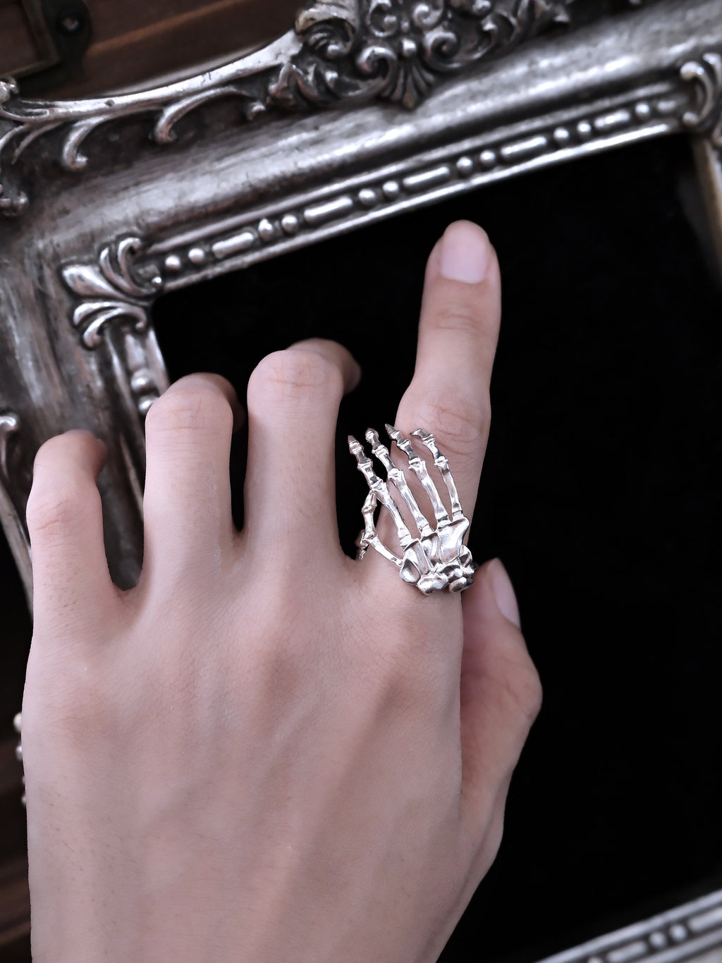Sacred Hand Bone Ring | Gothic Anatomical Silver Statement Ring