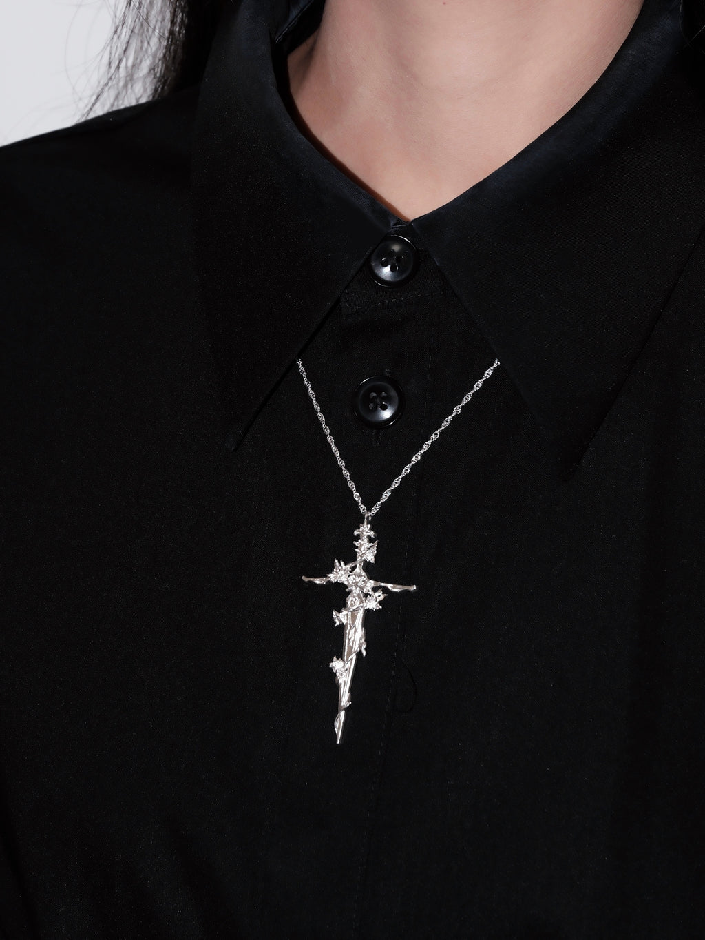 Roseblade Sacred Sword Necklace | Gothic Romance Talisman Pendant