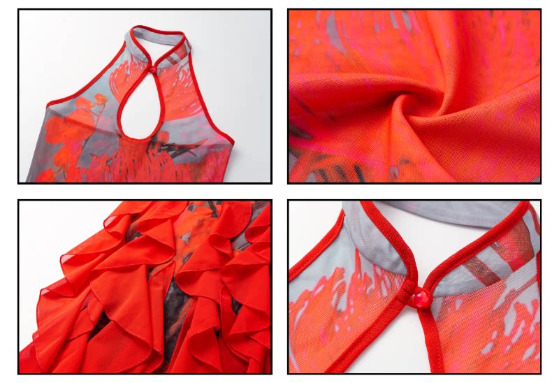The Crimson "Metamorphosis" Neo-Chinese Ruffled Gown