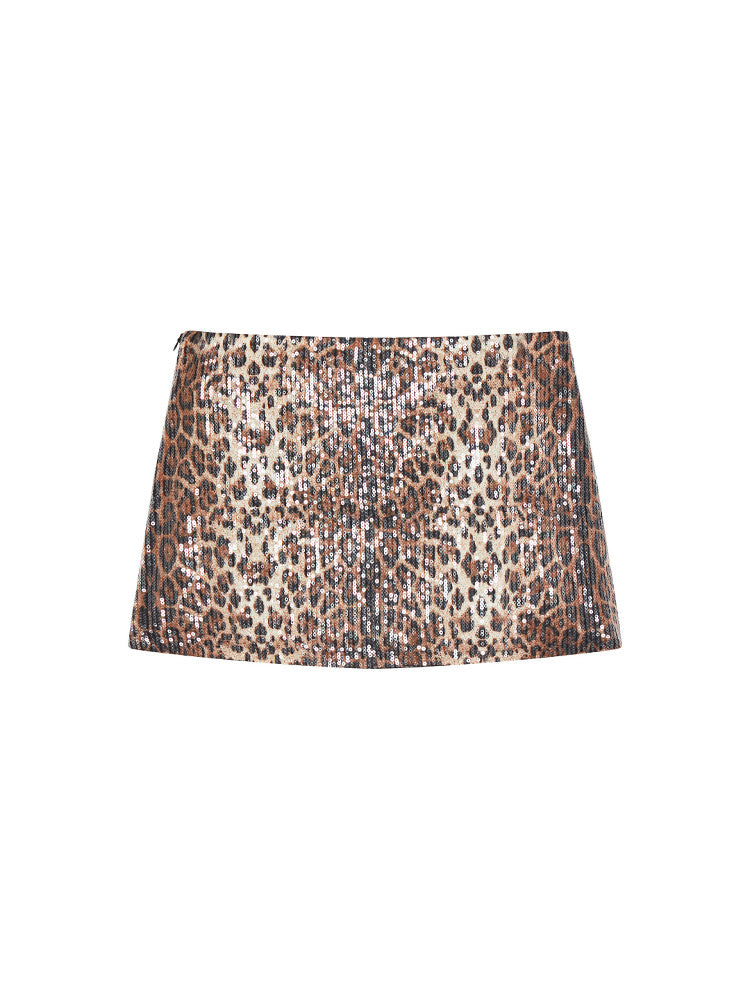 Leopard Sequin "Night Walker" Mini Skirt
