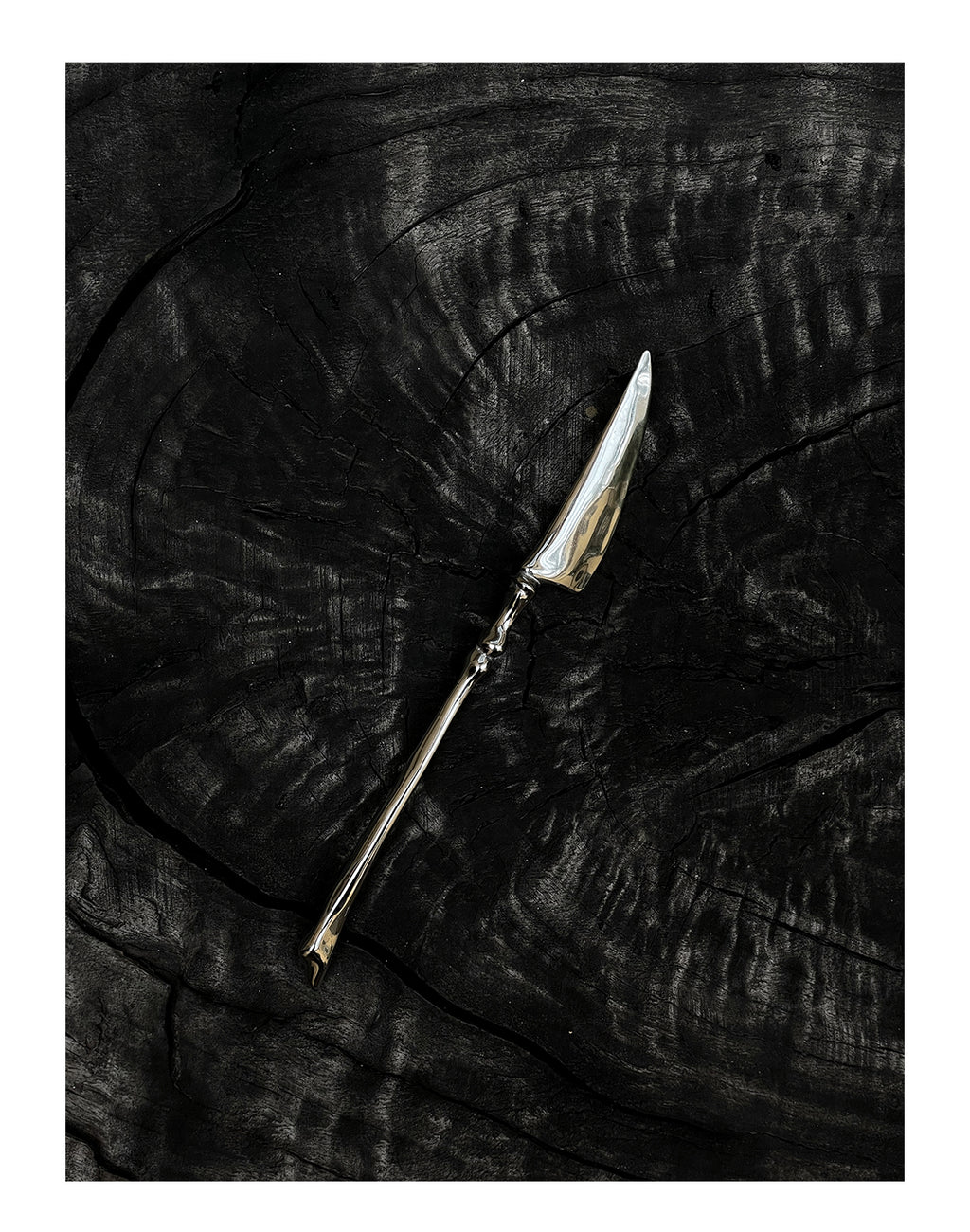 ingo | "Bony Ritual" Silver Cutlery Set – Artisan Bio-Organic Stainless Steel Knife, Fork & Spoon, Gothic Art Tableware
