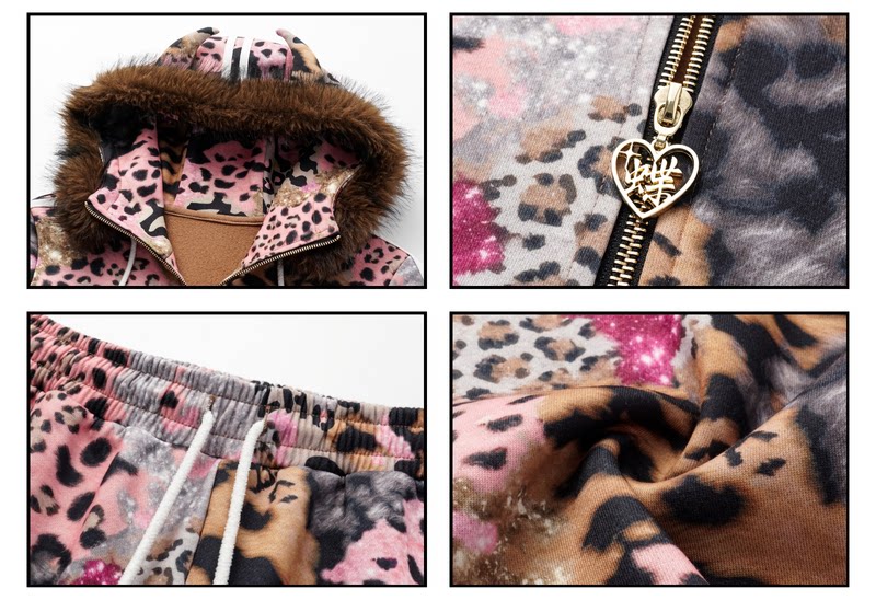 Leopard "Devil Horn" Plush Tracksuit
