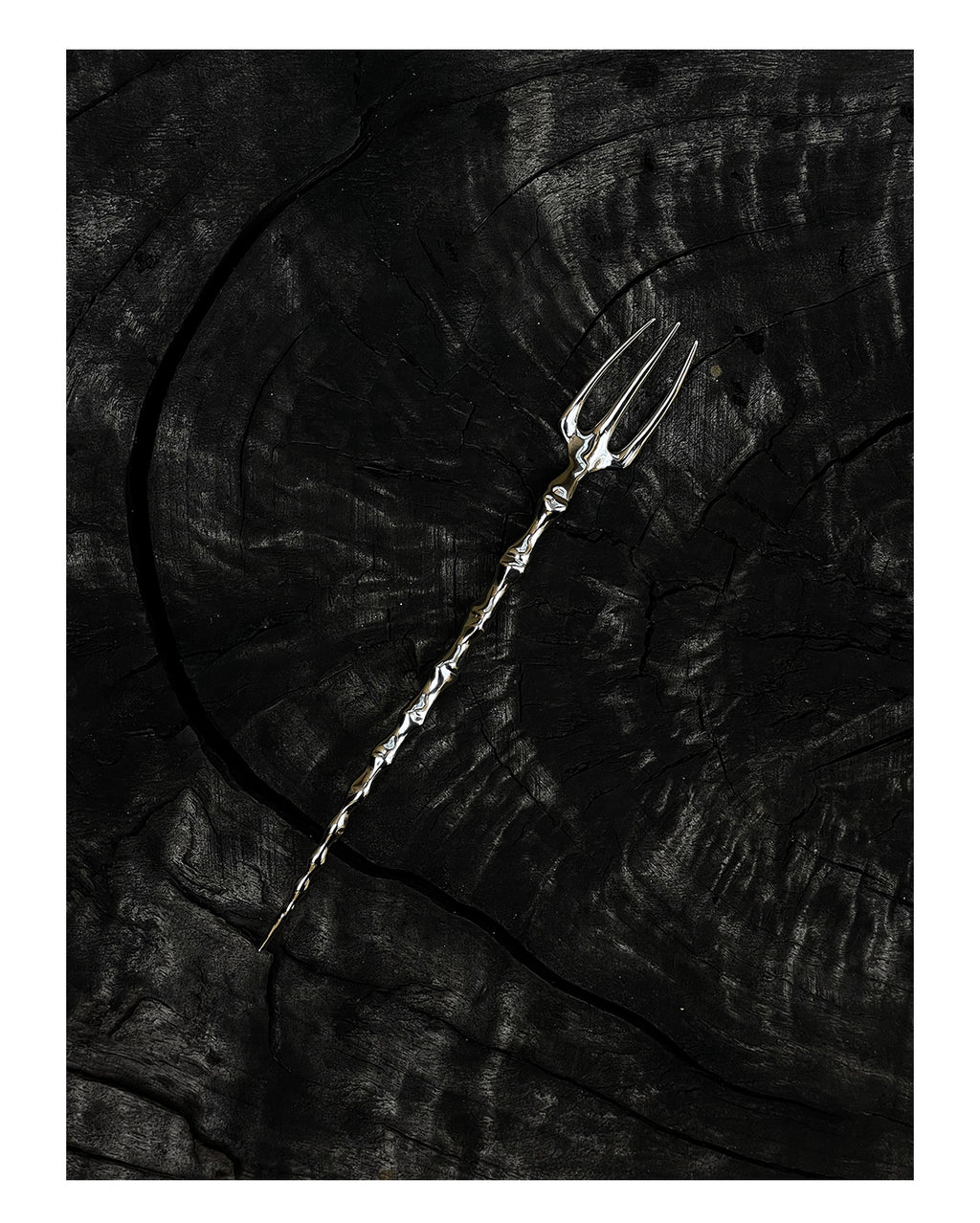 ingo | "Bony Ritual" Silver Cutlery Set – Artisan Bio-Organic Stainless Steel Knife, Fork & Spoon, Gothic Art Tableware
