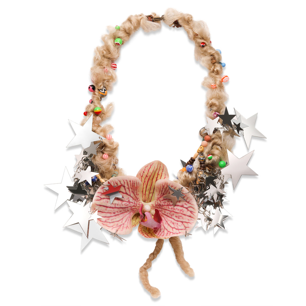 Meteor Orchid Handmade Necklace, Statement Flower Choker, Star Jewelry, Unique Gift for Women, Boho Festival Necklace｜Strangefruit