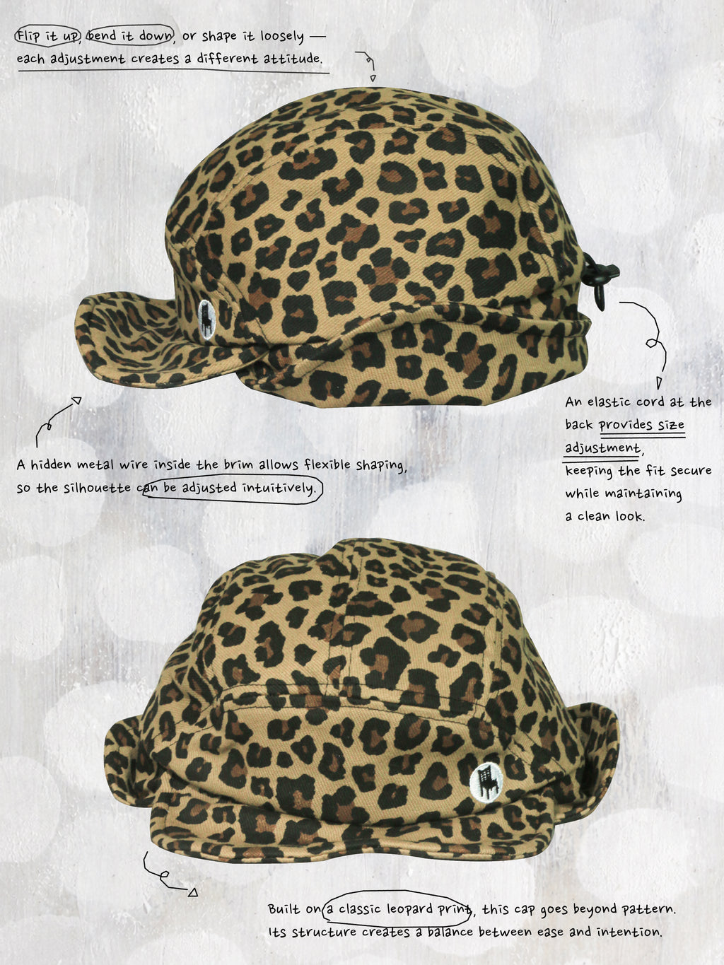 Happy Restaurant | Leopard Print Denim "Shape-Shifter" Cap
