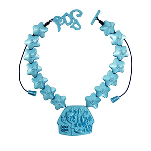Light Blue Spiral Star Cottage Necklace