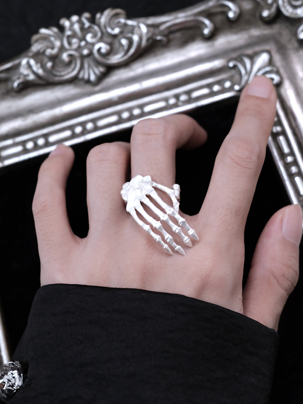Sacred Hand Bone Ring | Gothic Anatomical Silver Statement Ring