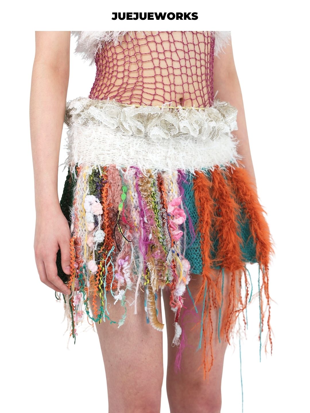 Cherry Fringe Knit Mini Skirt