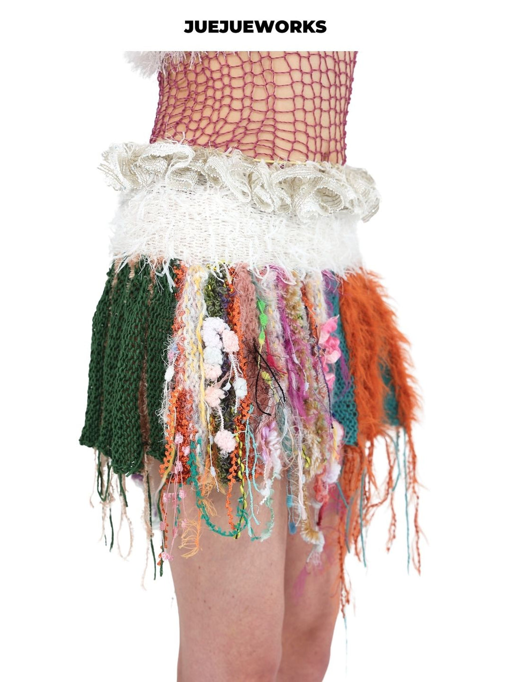 Cherry Fringe Knit Mini Skirt