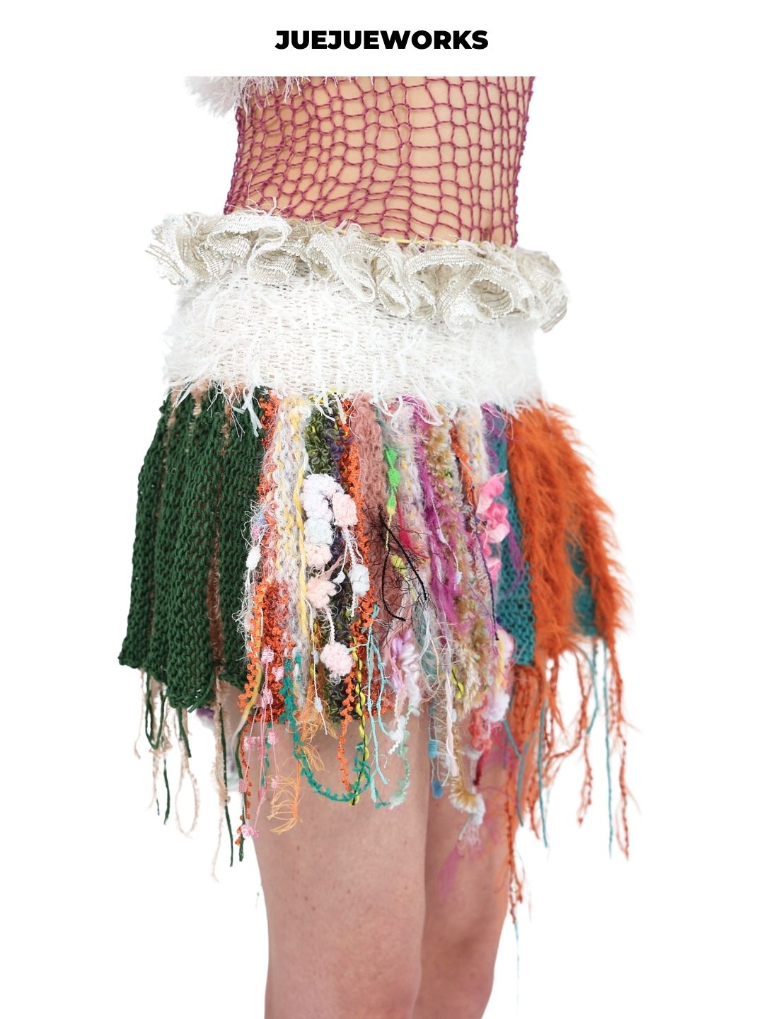 Cherry Fringe Knit Mini Skirt