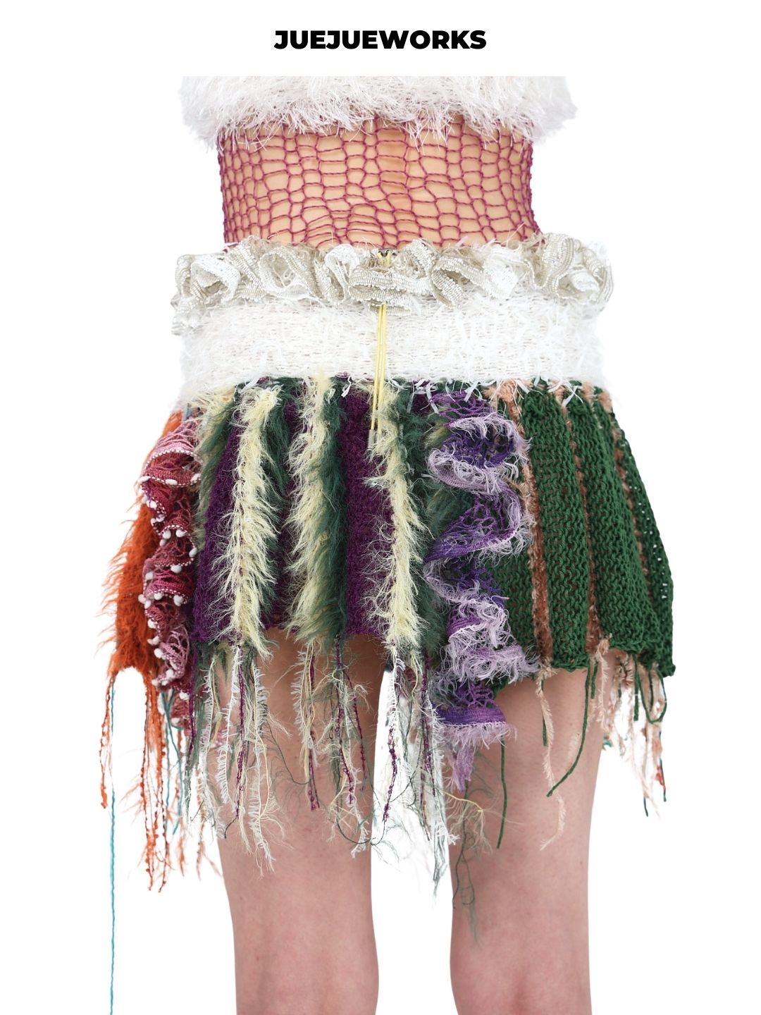 Cherry Fringe Knit Mini Skirt