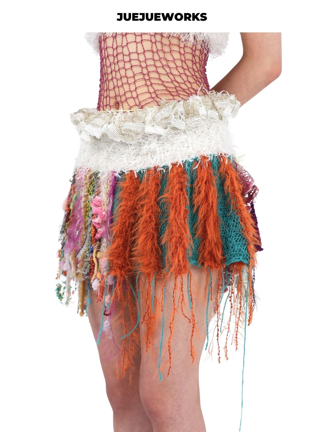 Cherry Fringe Knit Mini Skirt