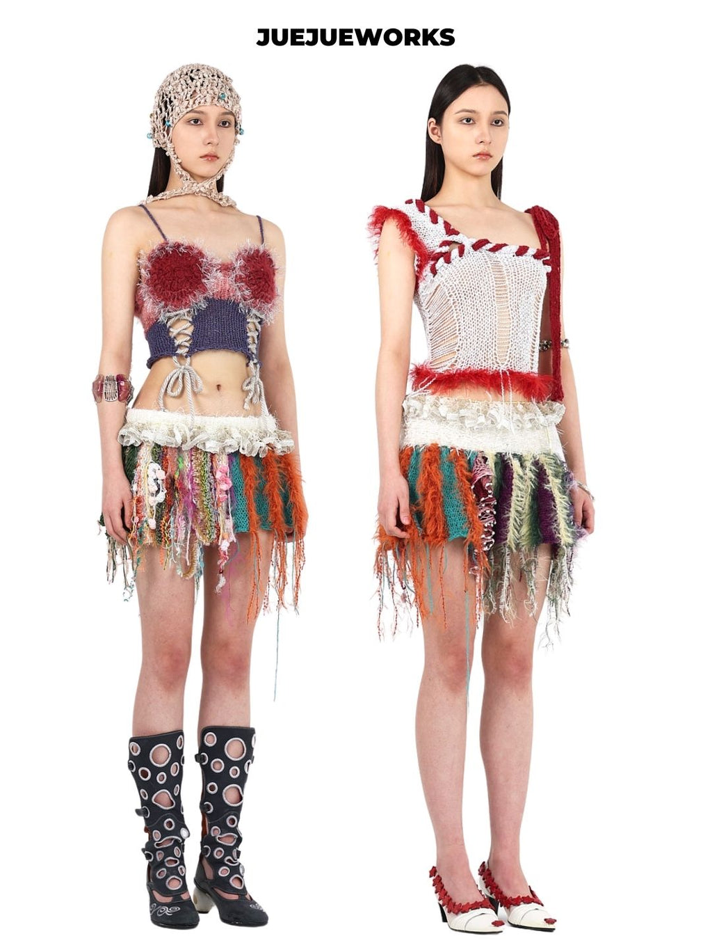 Cherry Fringe Knit Mini Skirt