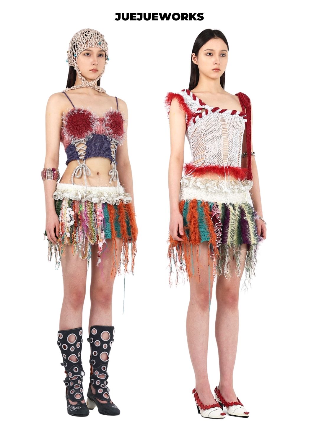 Cherry Fringe Knit Mini Skirt