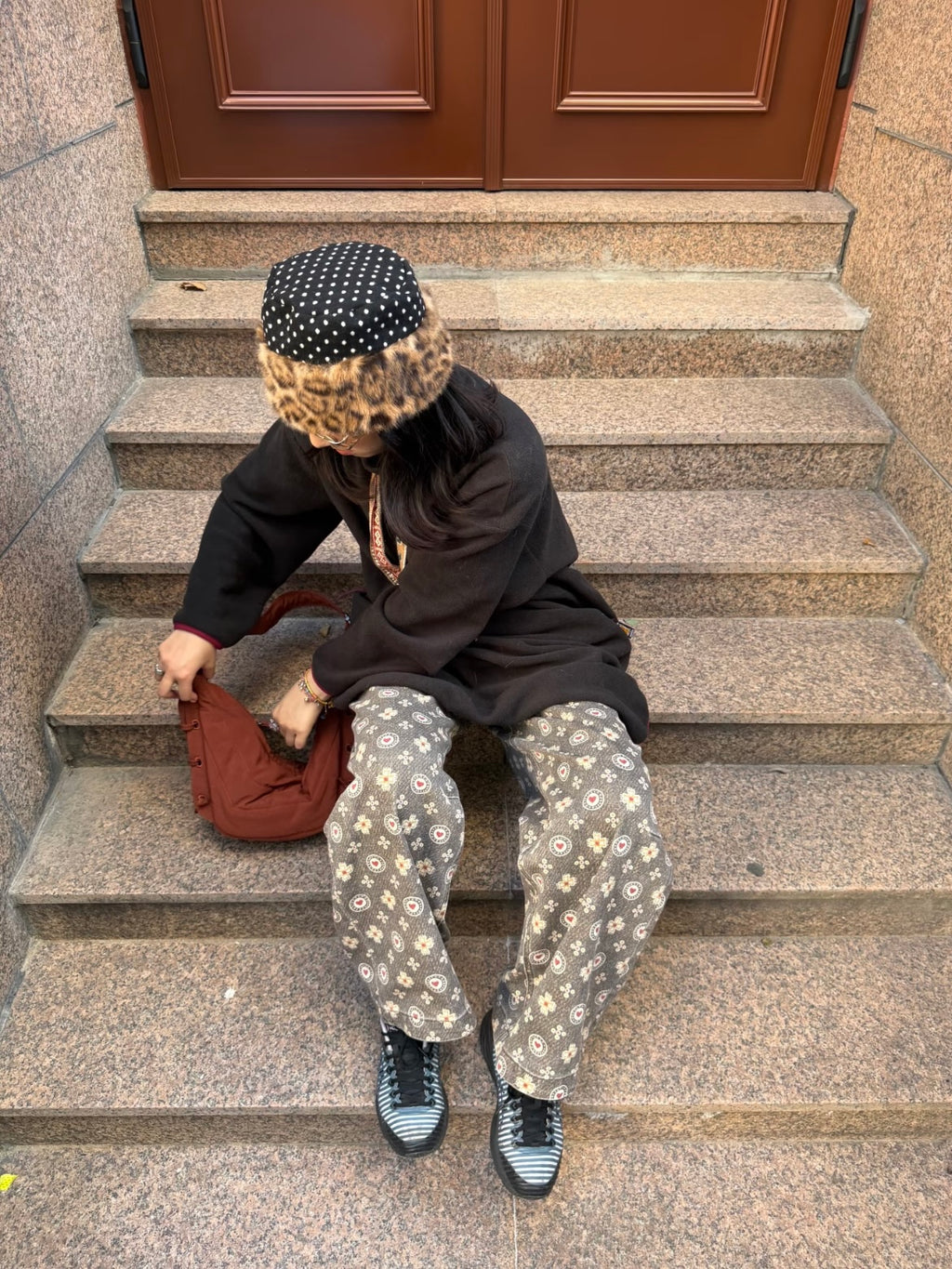 “A Little Deer / A Little Leopard” Reversible Faux Fur Hat