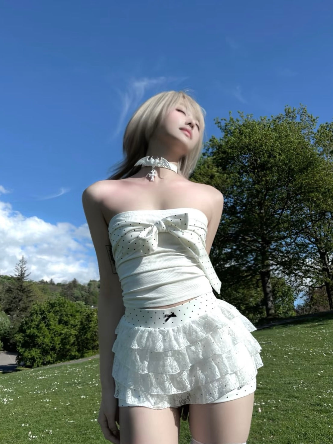 Pure Angel 3D Printing Sculptural Choker in Silk White