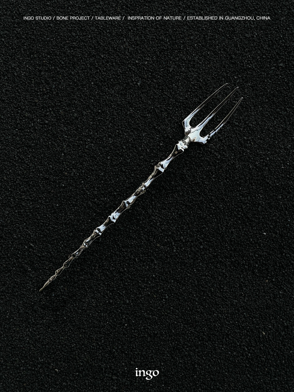 ingo | "Bony Ritual" Silver Cutlery Set – Artisan Bio-Organic Stainless Steel Knife, Fork & Spoon, Gothic Art Tableware