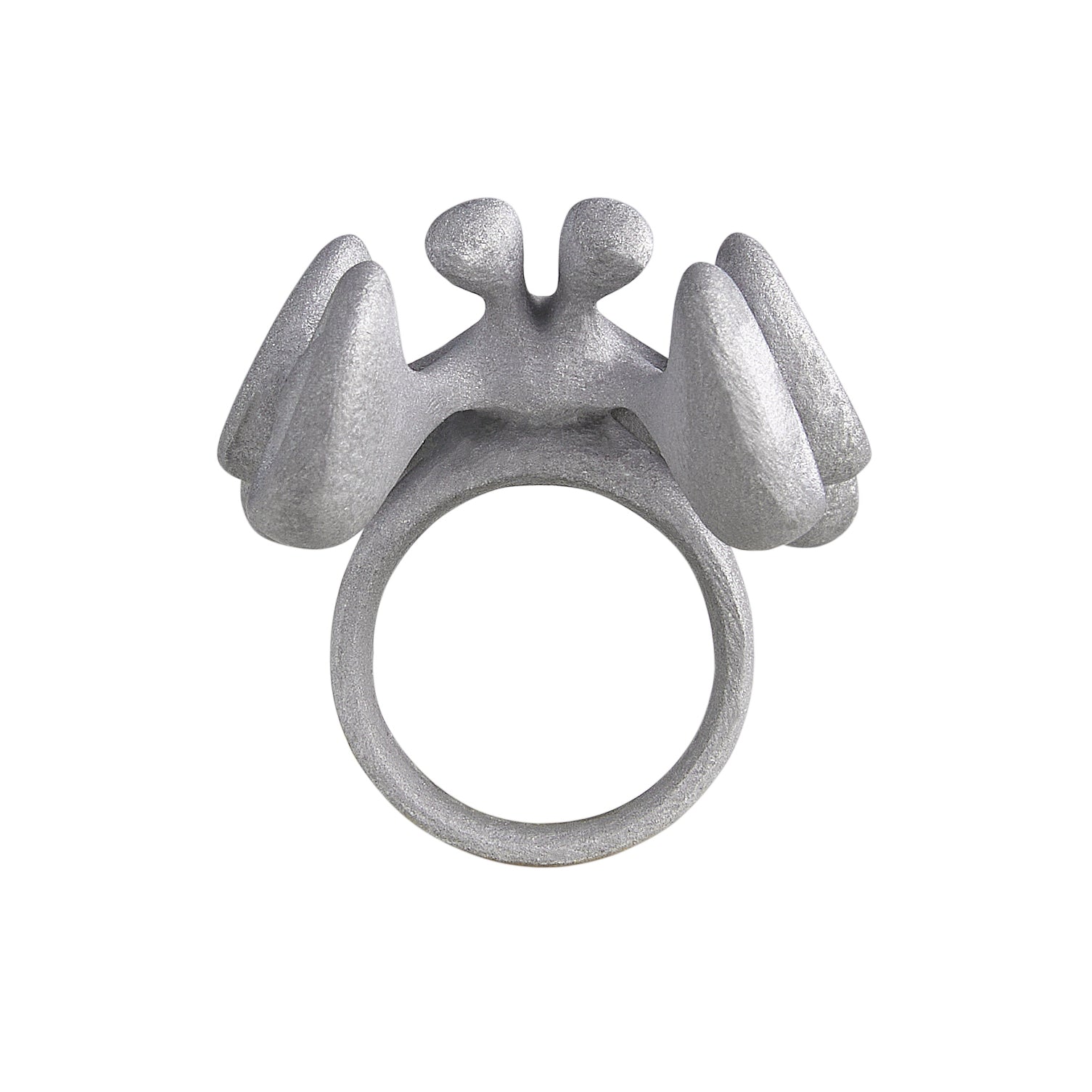 Stone Texture Metal Ring – Party Horn Bug Design, Grey Anodized Aluminum Sandblasted Finish