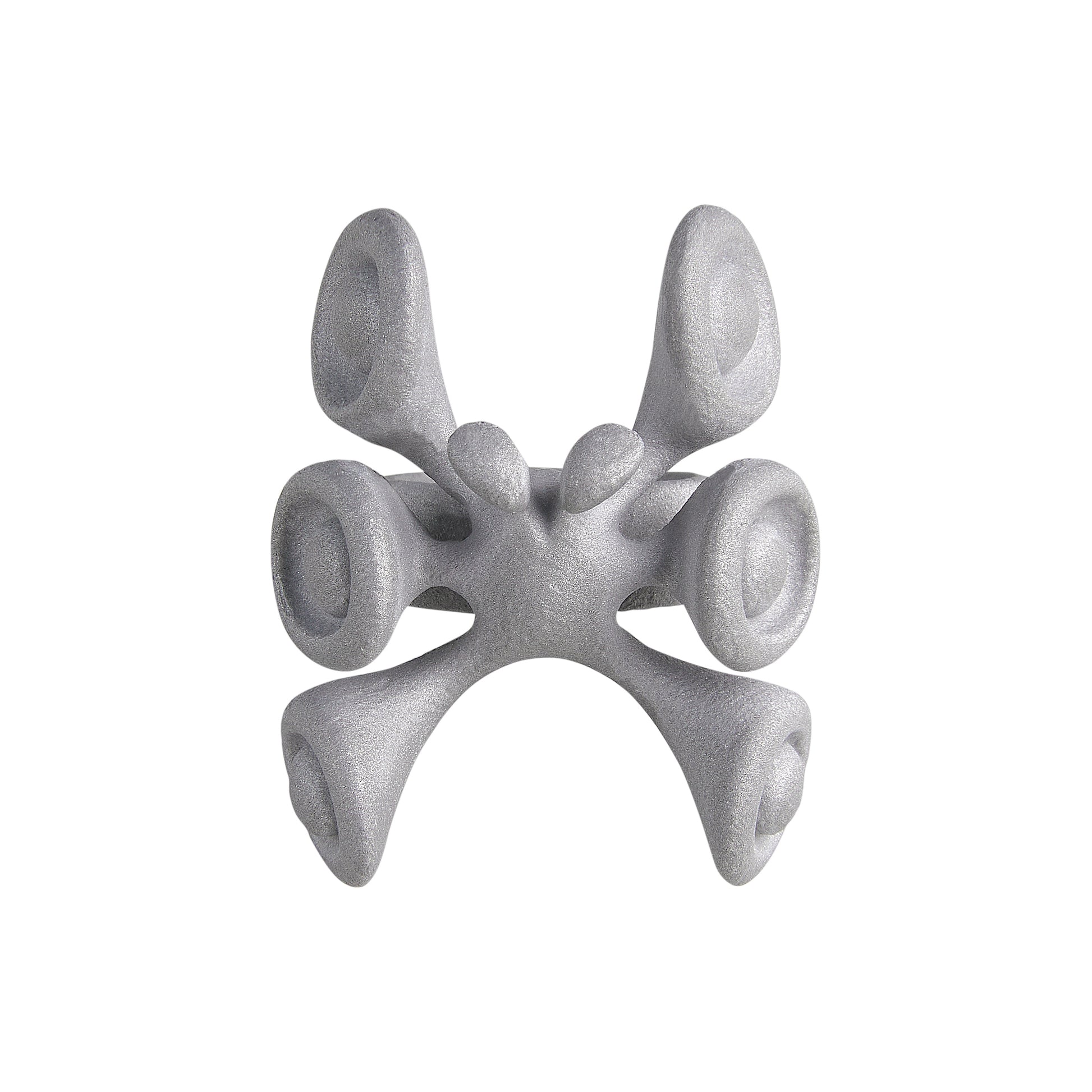 Stone Texture Metal Ring – Party Horn Bug Design, Grey Anodized Aluminum Sandblasted Finish