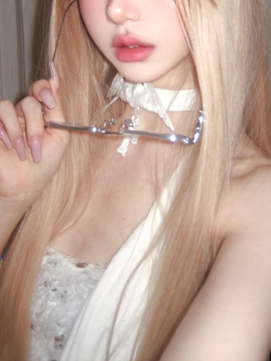 Pure Angel 3D Printing Sculptural Choker in Silk White