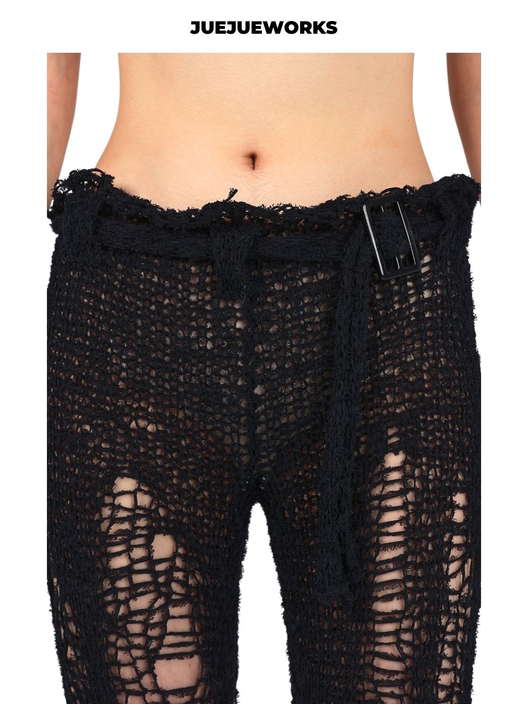 Black Deconstructed Ripped Knit Trousers