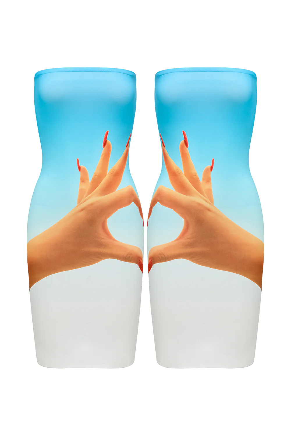 Blue Bestie Heart Hands Tube Dress