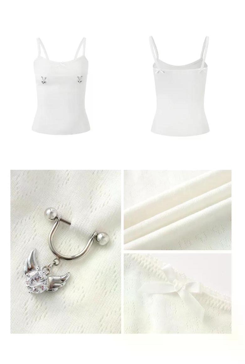 White Studded Bowknot Camisole