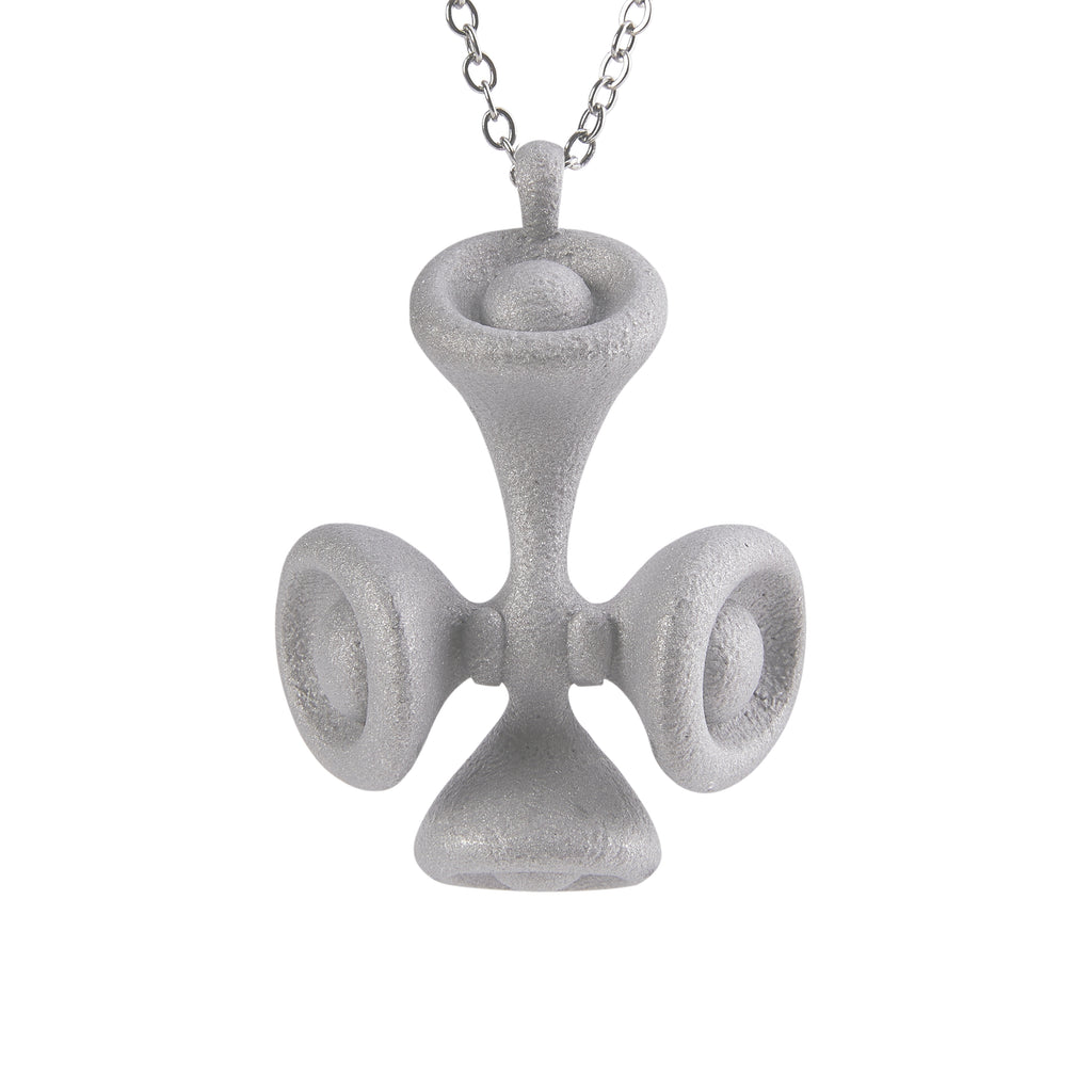 Stone Texture Cross Pendant – Grey Anodized Aluminum Necklace