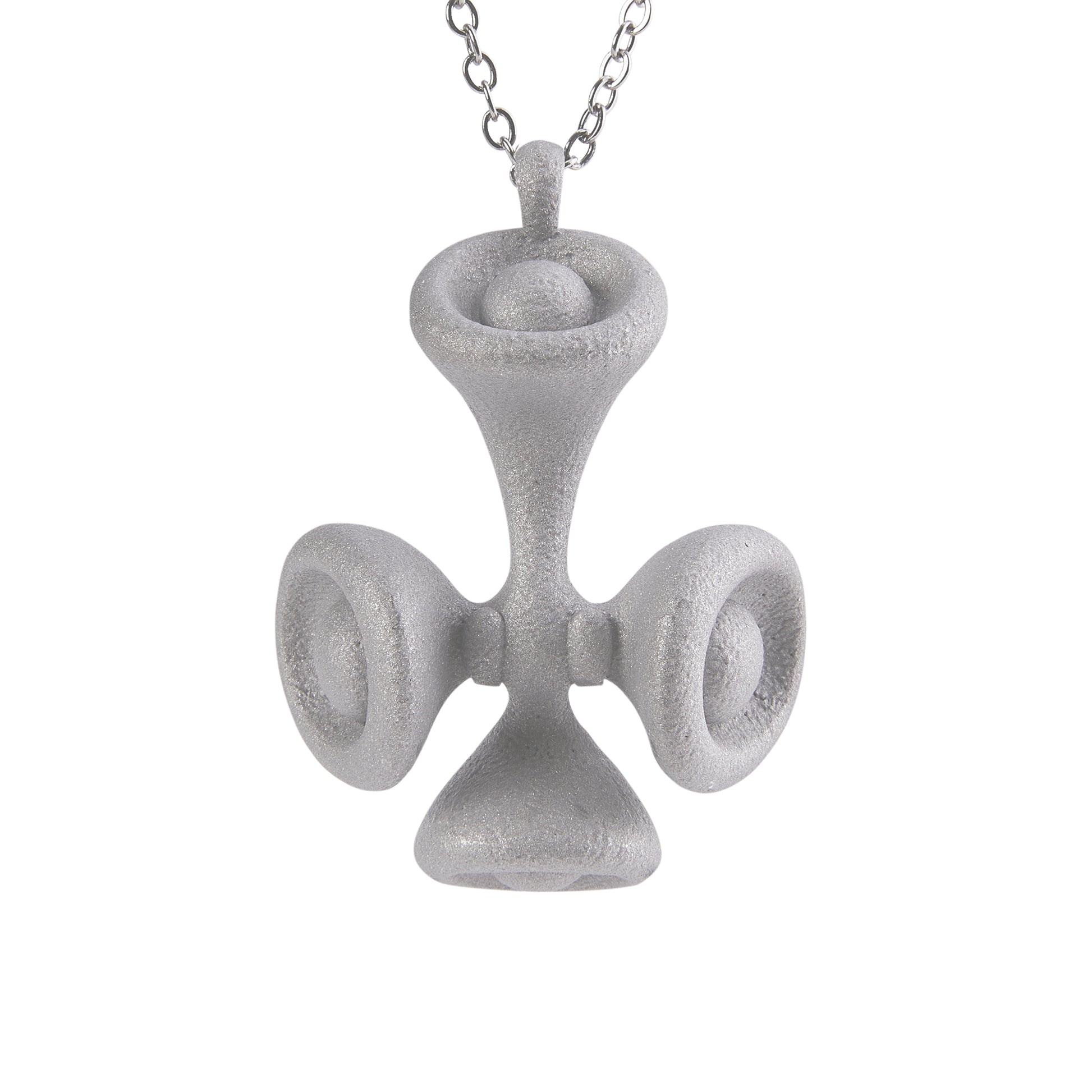 Stone Texture Cross Pendant – Grey Anodized Aluminum Necklace