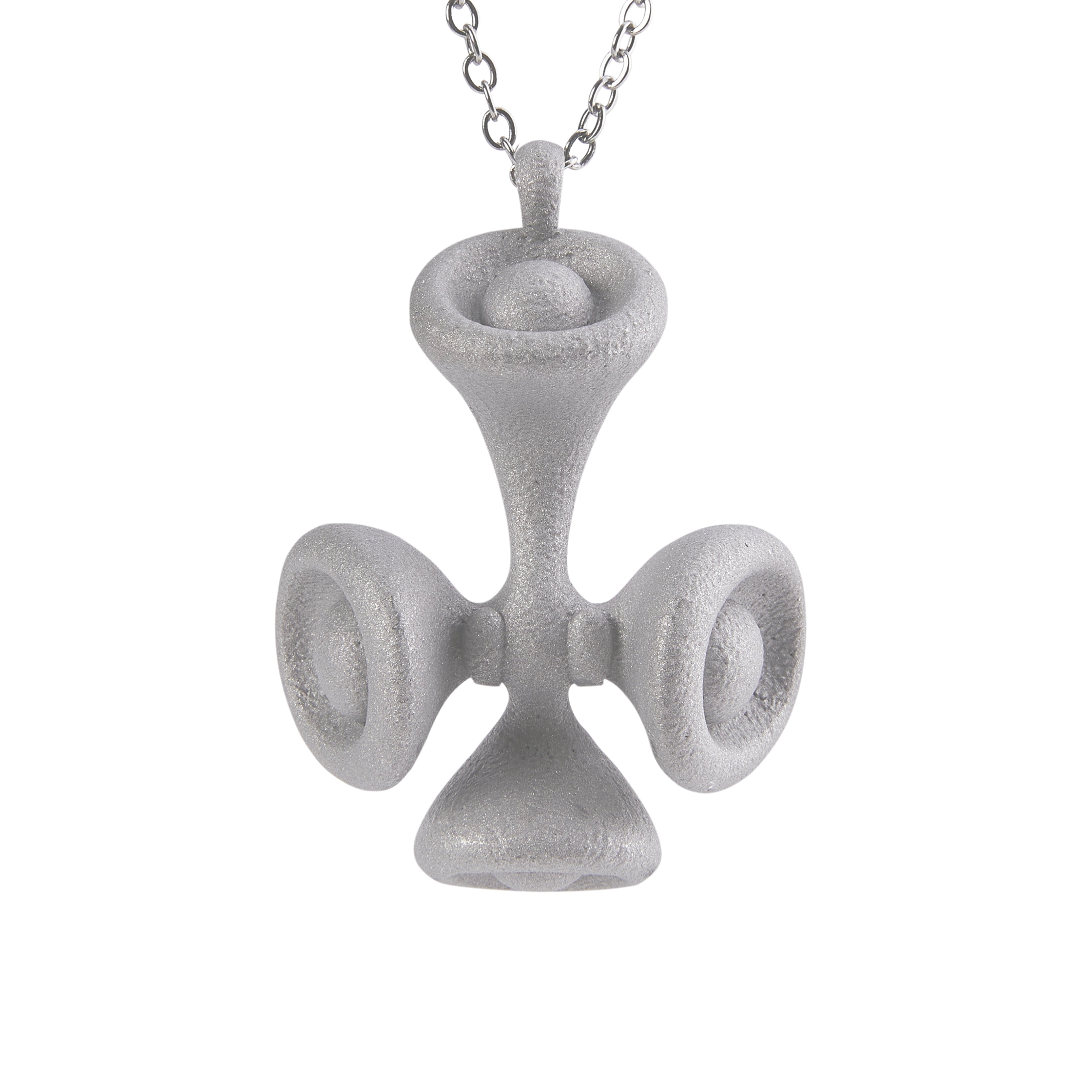 Stone Texture Cross Pendant – Grey Anodized Aluminum Necklace