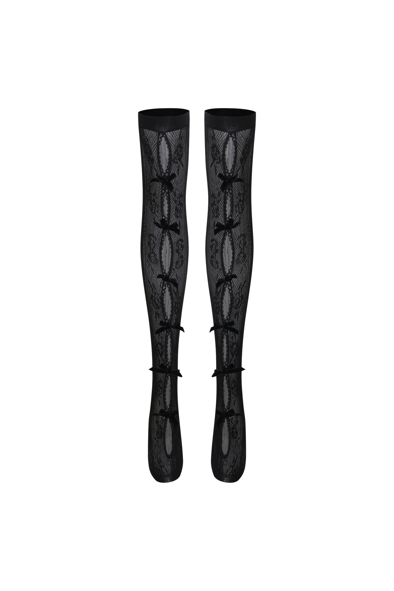 Nodress black bownot black lace mid-calf socks