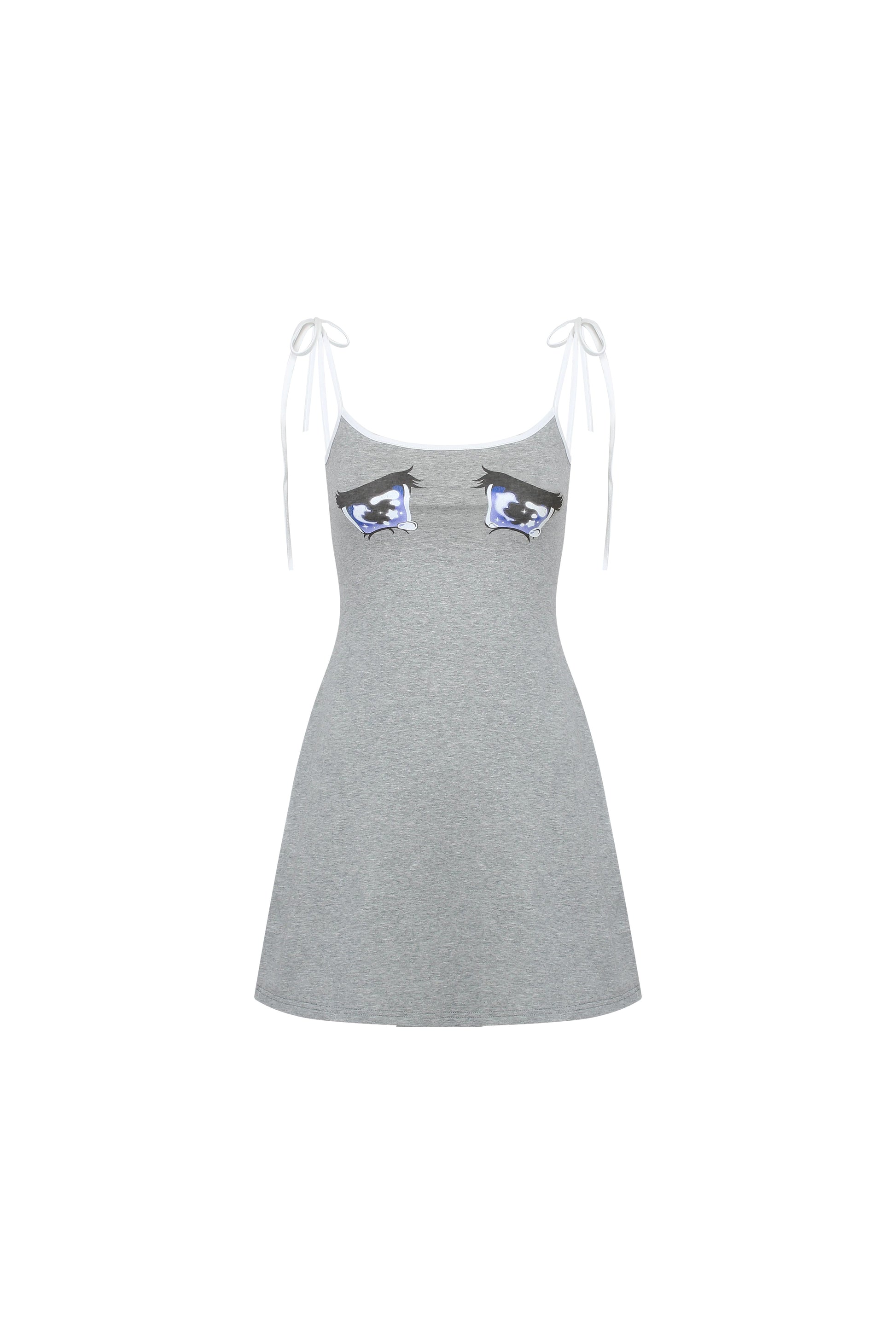 Nodress gary "No cry" crying eyes printed camisole dress（Brooch not included）