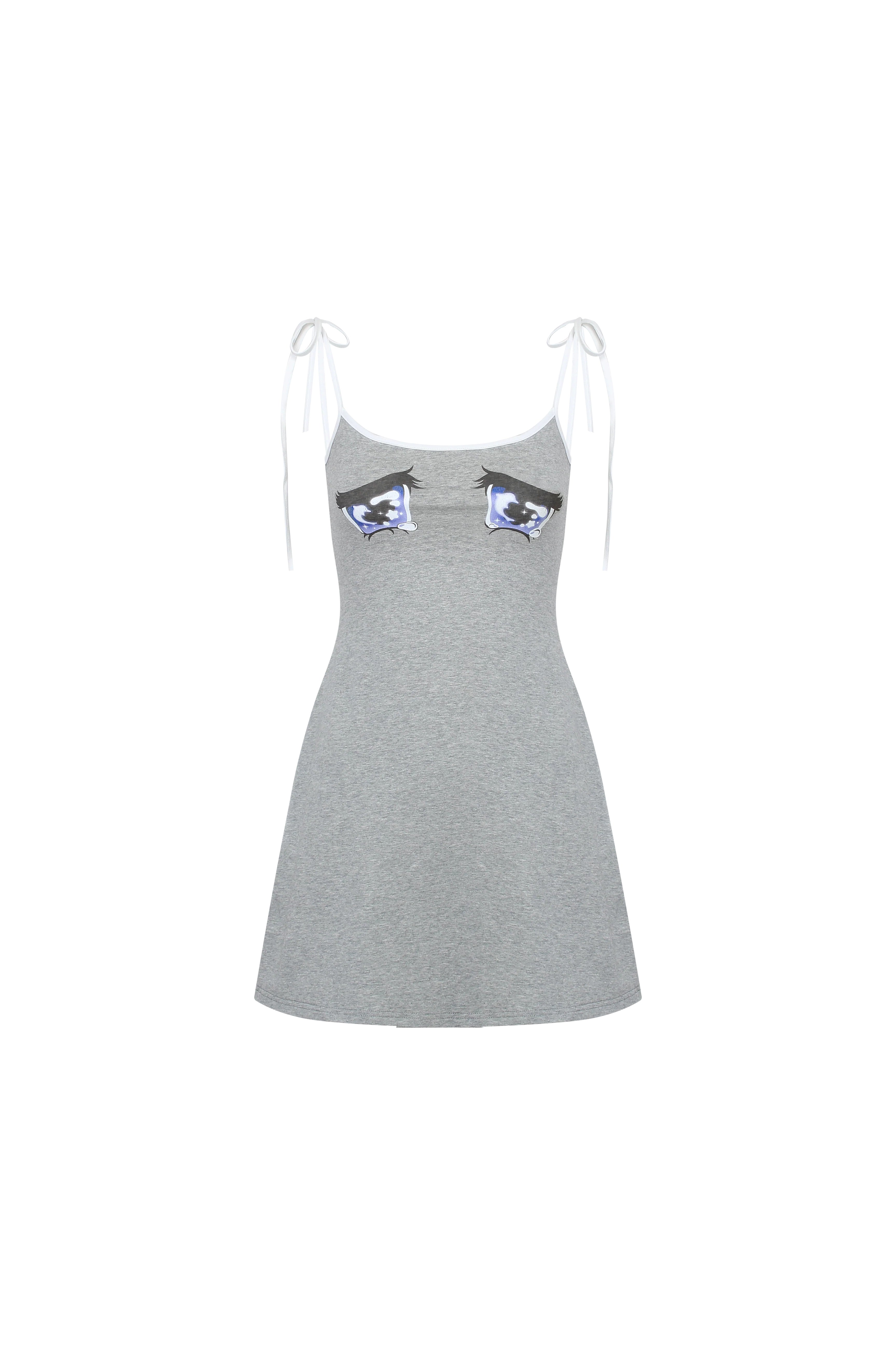 Nodress gary "No cry" crying eyes printed camisole dress