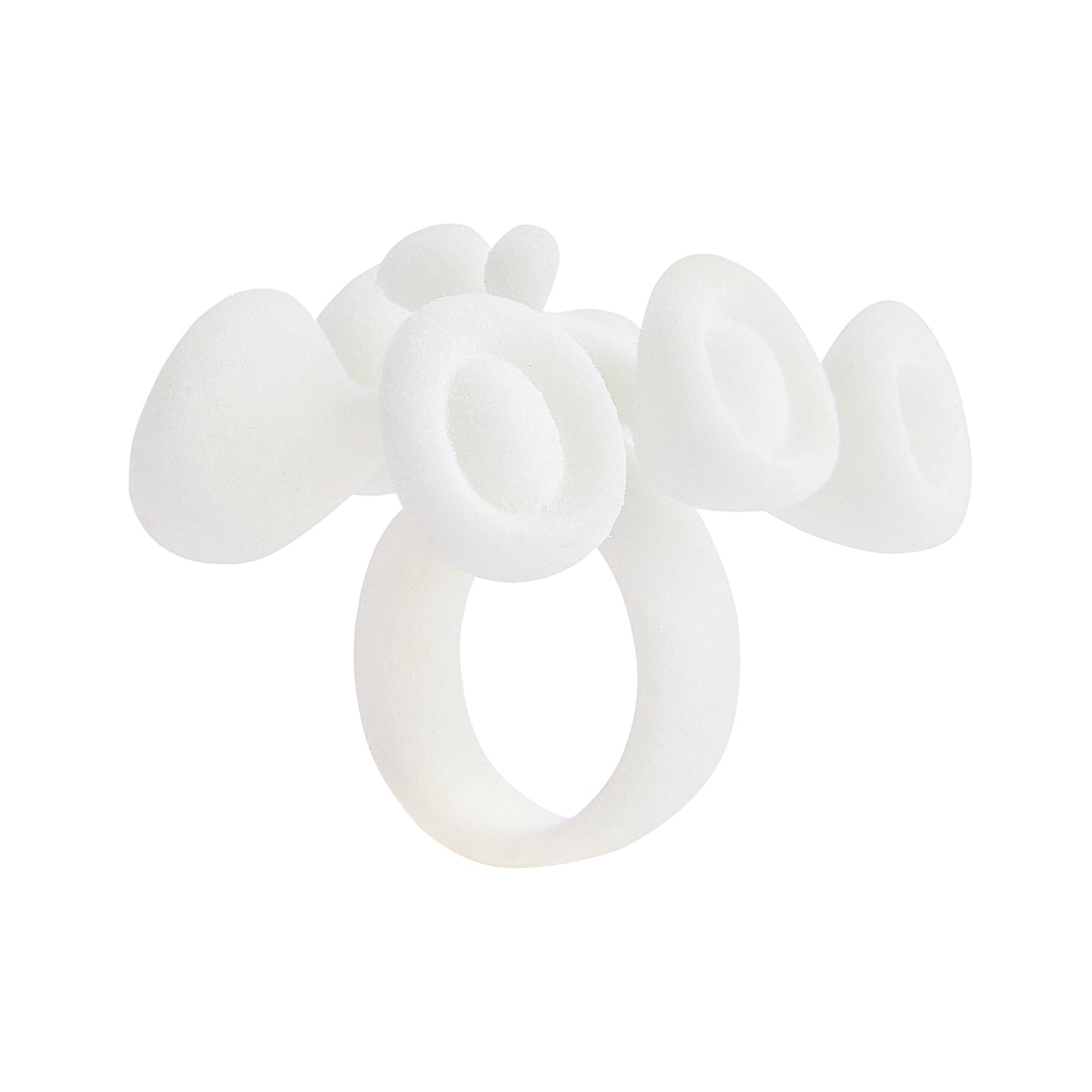 Soft Candy Texture Bug Ring | White TPU Flocked Surface Sculptural Ring | Unisex Y2K Futuristic Jewelry
