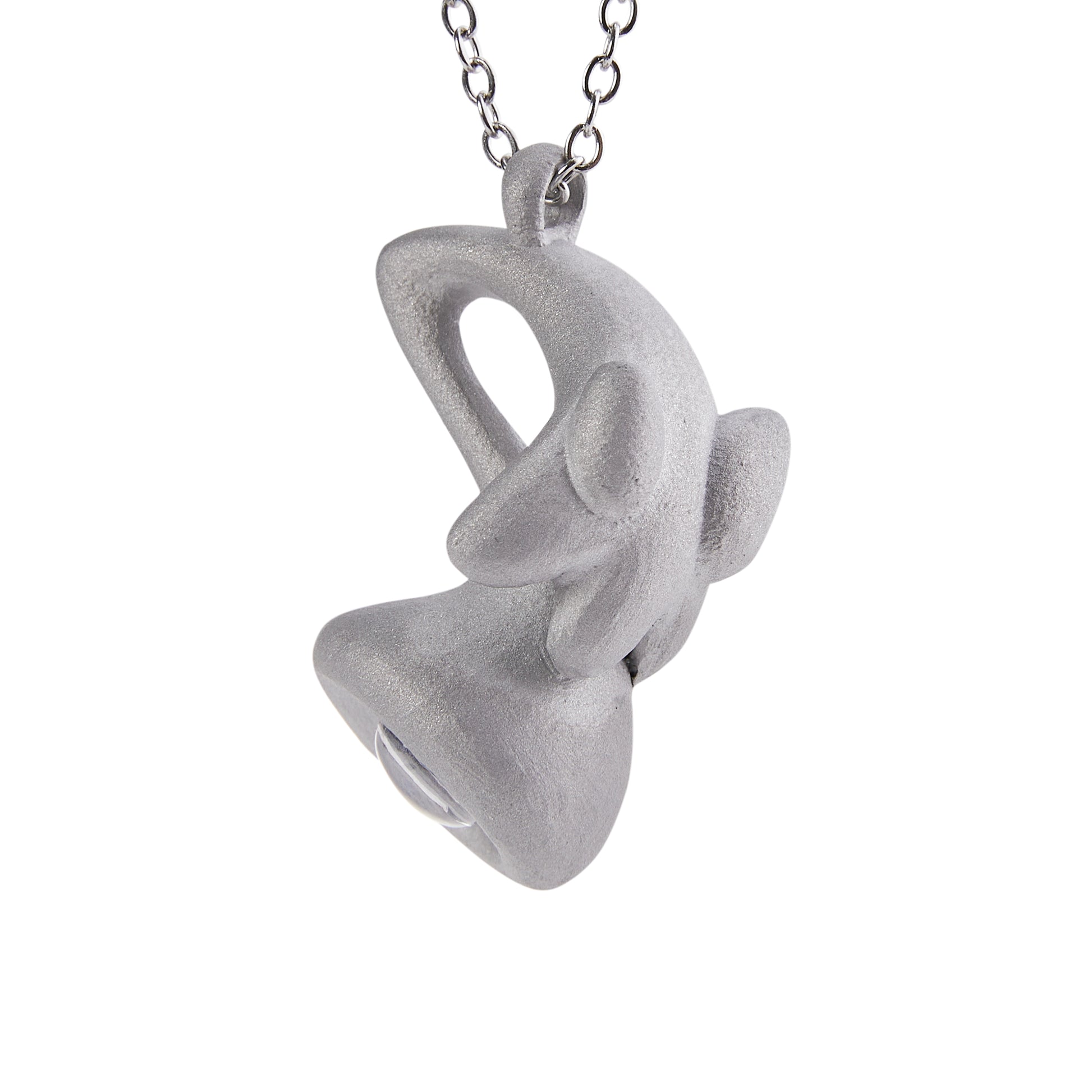 Stone Texture Musical Note Pendant – Grey Anodized Aluminum Necklace with Zircon Crystal