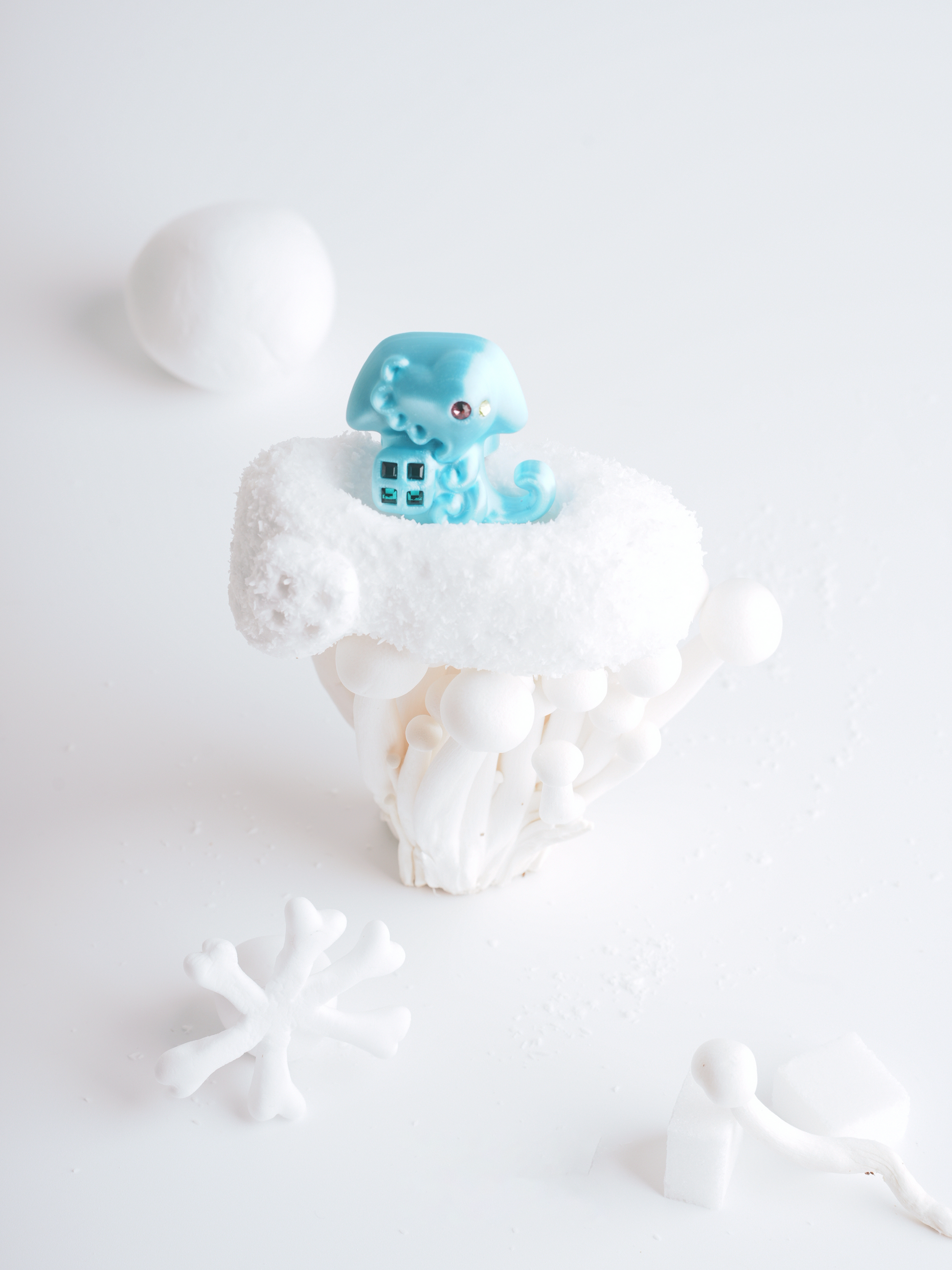 Light Blue 3D Printed Multi-Stone Biotic Ring