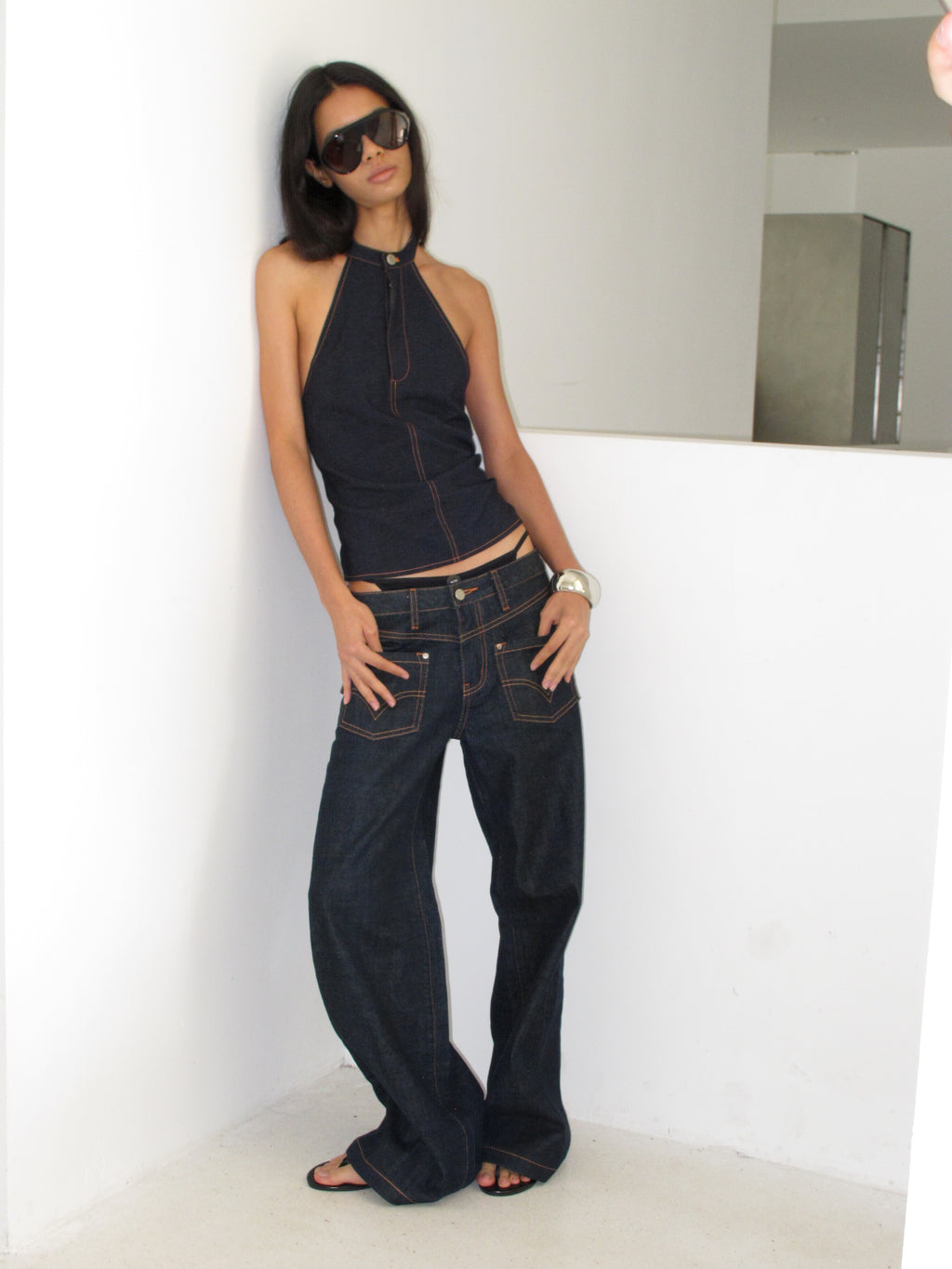 SOOGU Deep Indigo Relaxed Denim Pants - product view 5