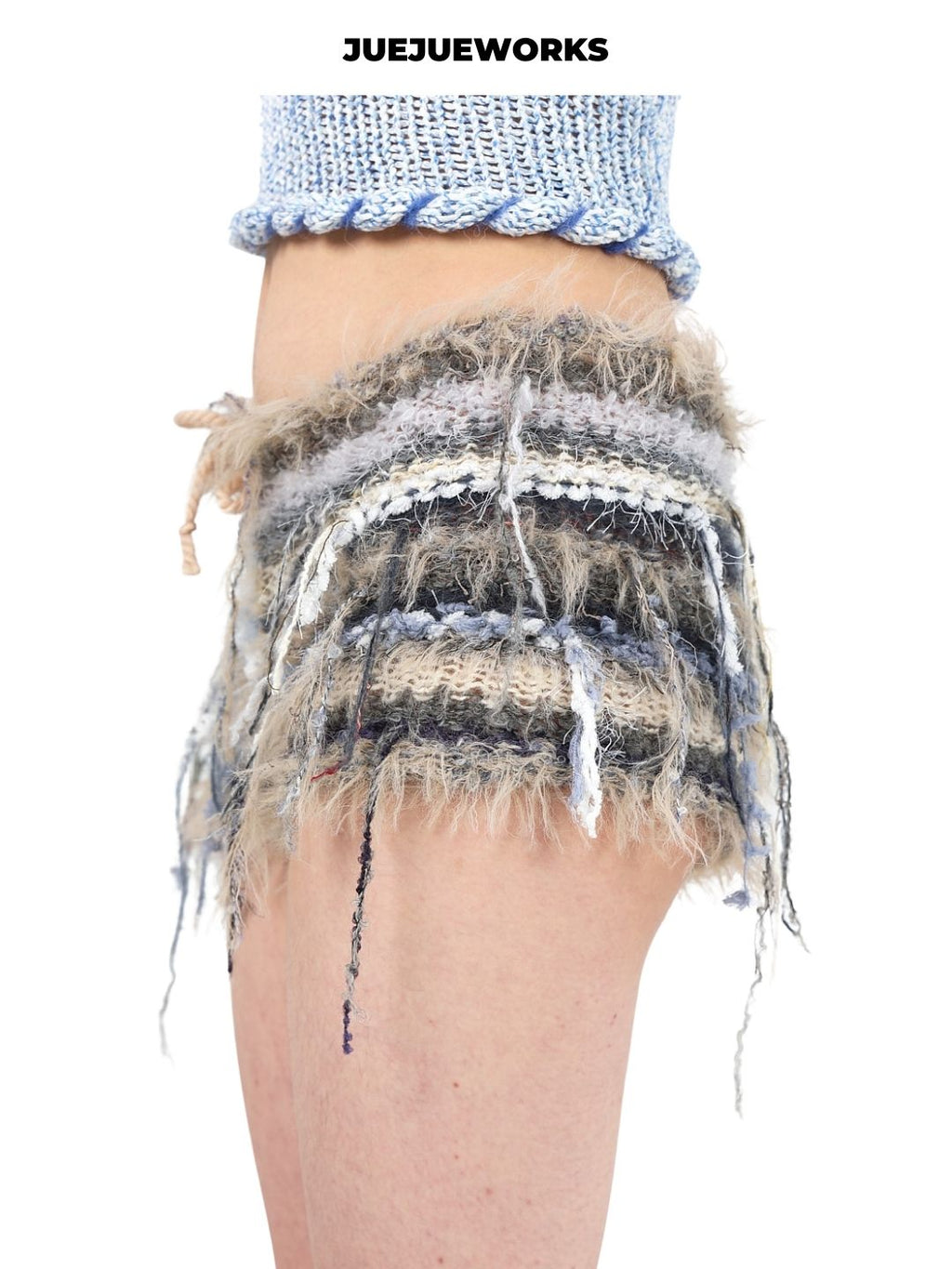 Grey Fruit-Plate Knit Shorts